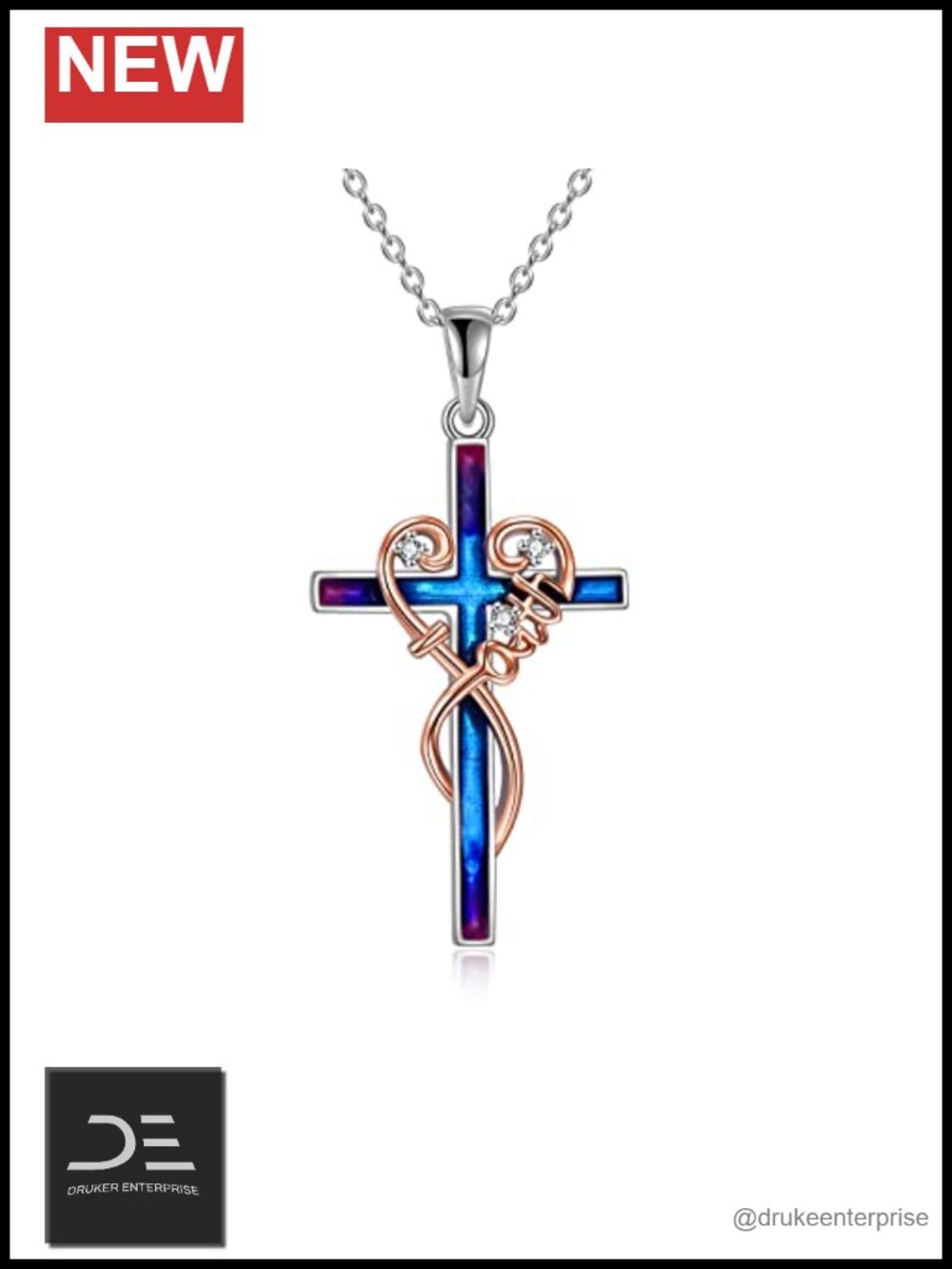 Sterling Silver Cross Pendant Necklace With Rolo Chain Christian Jewelry Gift